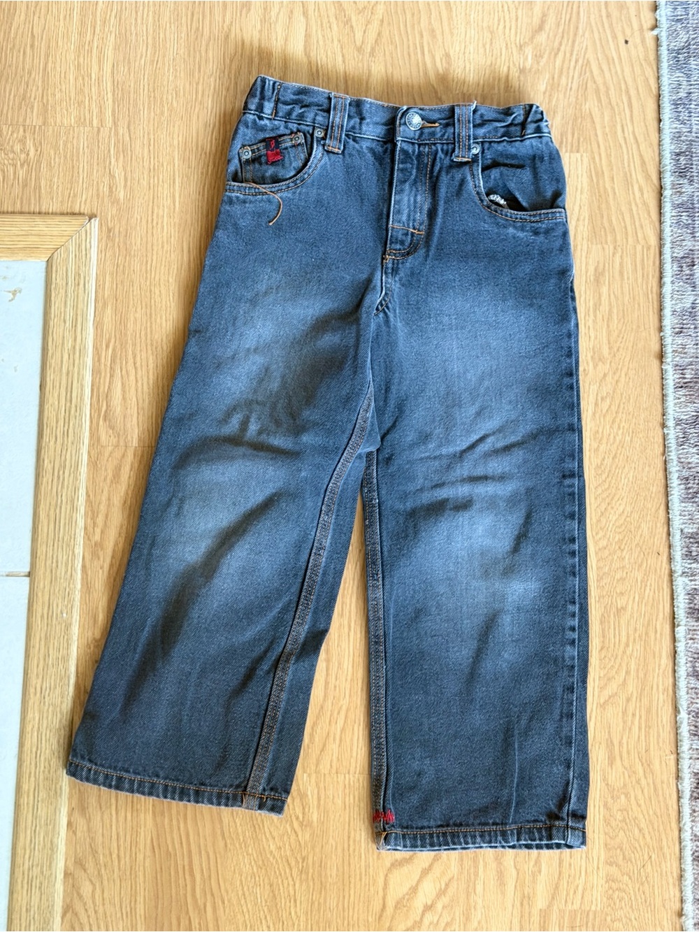 Hawk Boys Carpenter Jeans Size 5 Blue Wide Leg Utility Skate Y2K Cotton Denim - Picture 2 of 4